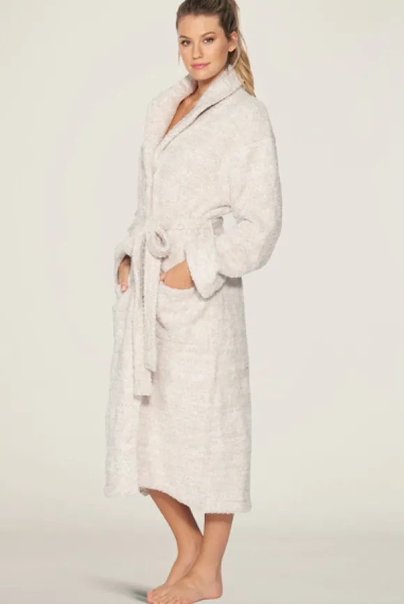 Barefoot Dreams Heather Robe Stone/White