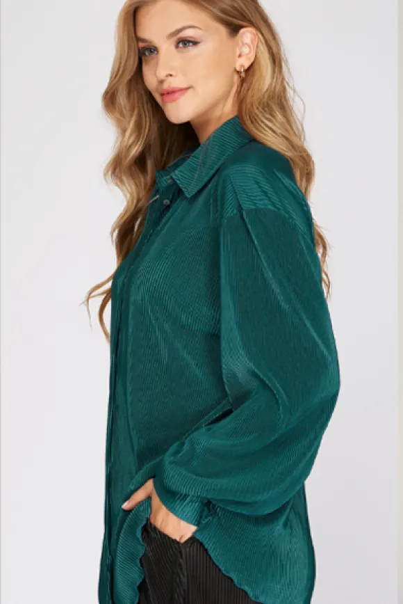 Ellie L/S Plisse Blouse