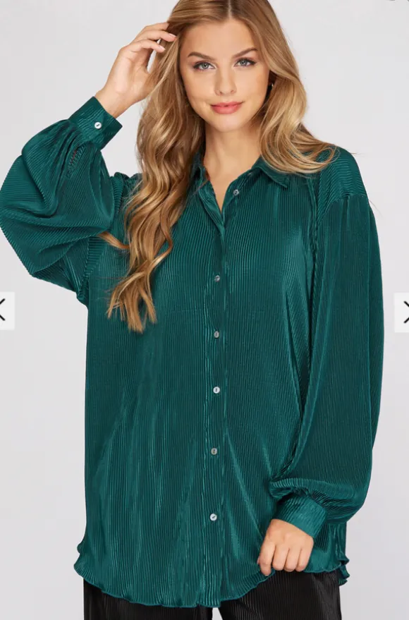 Ellie L/S Plisse Blouse