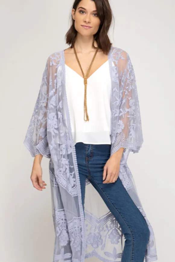 Farmhouse Lace Kimono Fresh Lilac