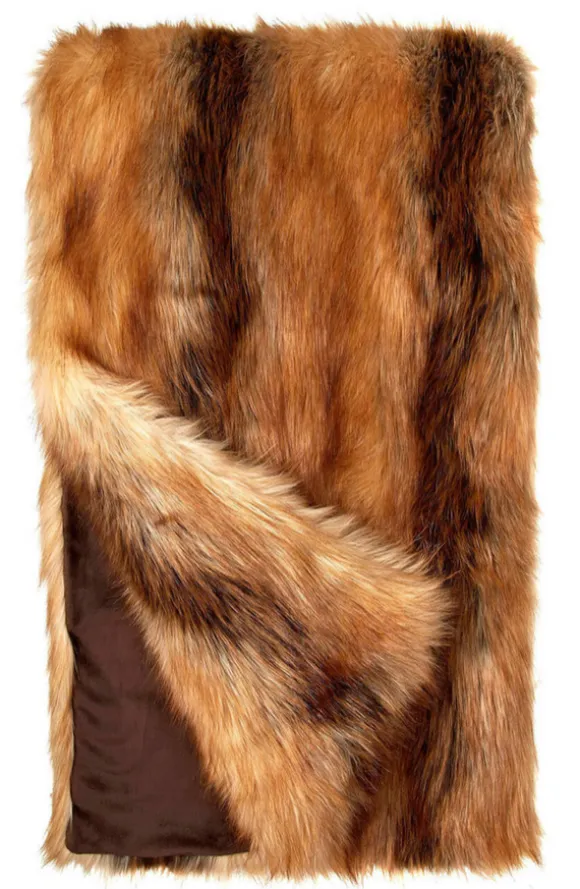 Red Fox Faux Fur Throw 60 x 72